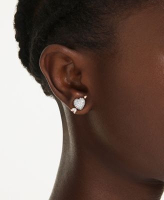 Mixed Cuts, Heart with Arrow, White, Mixed Metal Finish Idyllia Stud Earrings