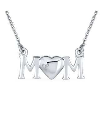 Inspirational Message Words MOM Heart Pendant Mother Necklace Sterling Silver