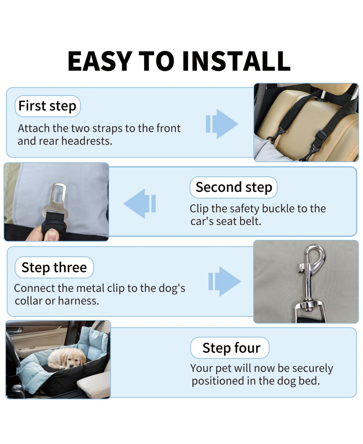 Bingopaw Dog Car Seat for Small Dogs Travel Safety Pet Seat Waterproof with Storage Pockets Black