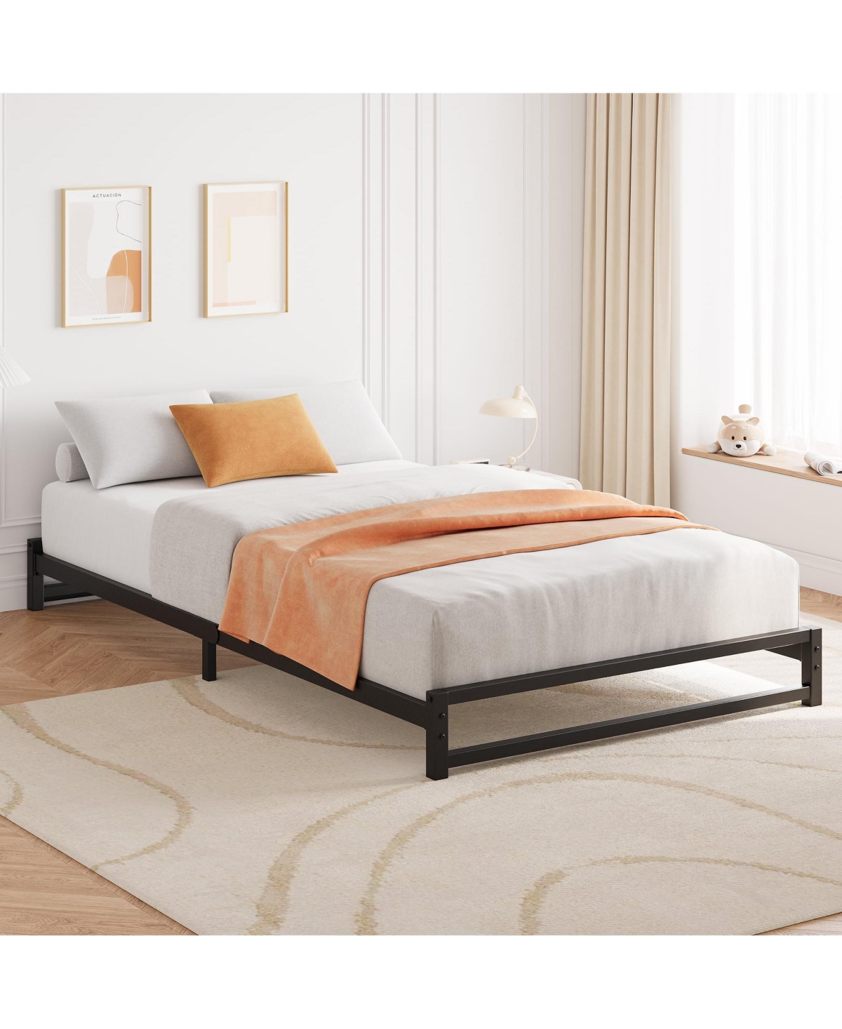 gaomon 6 Inch Twin Size Metal Platform Bed Frame Space Saving, for Living Room, Guest Room