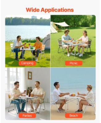 Compact Roll-Up Camping Table, Lightweight Aluminum with Carry Bag, Silver