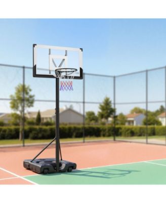 Portable Basketball Hoop, 10 ft Height Adjustable Stand with 48" PC Backboard, Rolling Wheels, Outdoor Goal System