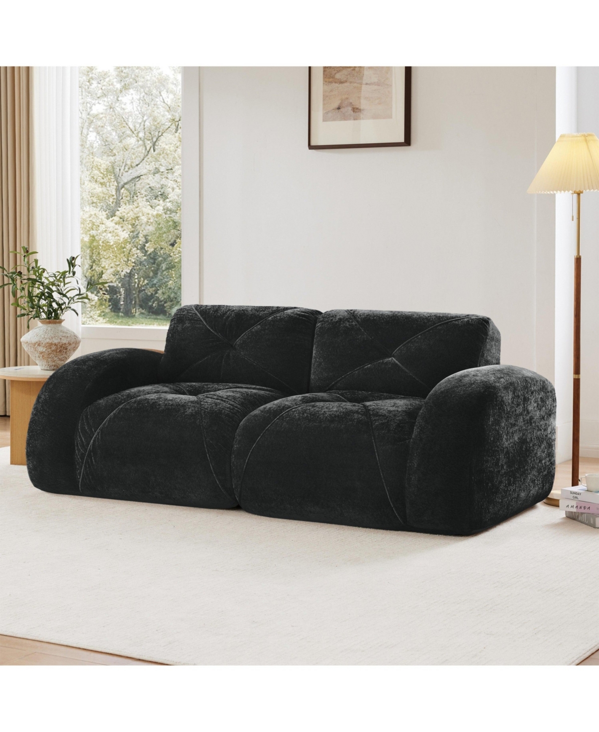 Boyel Living 2-Seater Tufted Sofa Couches with Soft Velvet Fabric and No Assembly Required