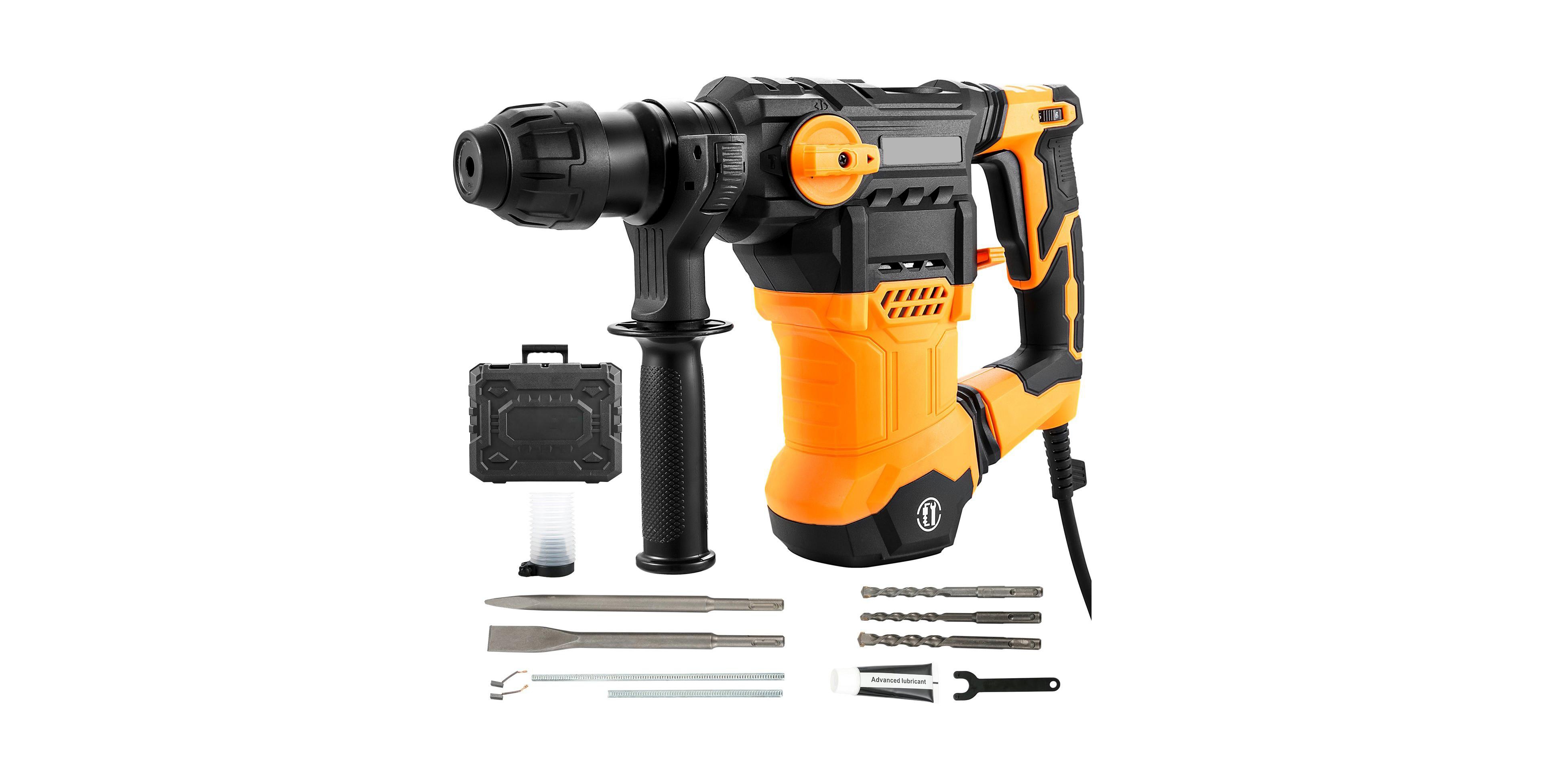Mecale 1-1/4" Sds-Plus Rotary Hammer Drill, 13 Amp Corded, Variable Speed, Vibration Control, Safety Clutch, Demolition Tool