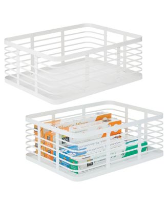 Metal Pantry Basket with Handles - Set of 2 - Matte White