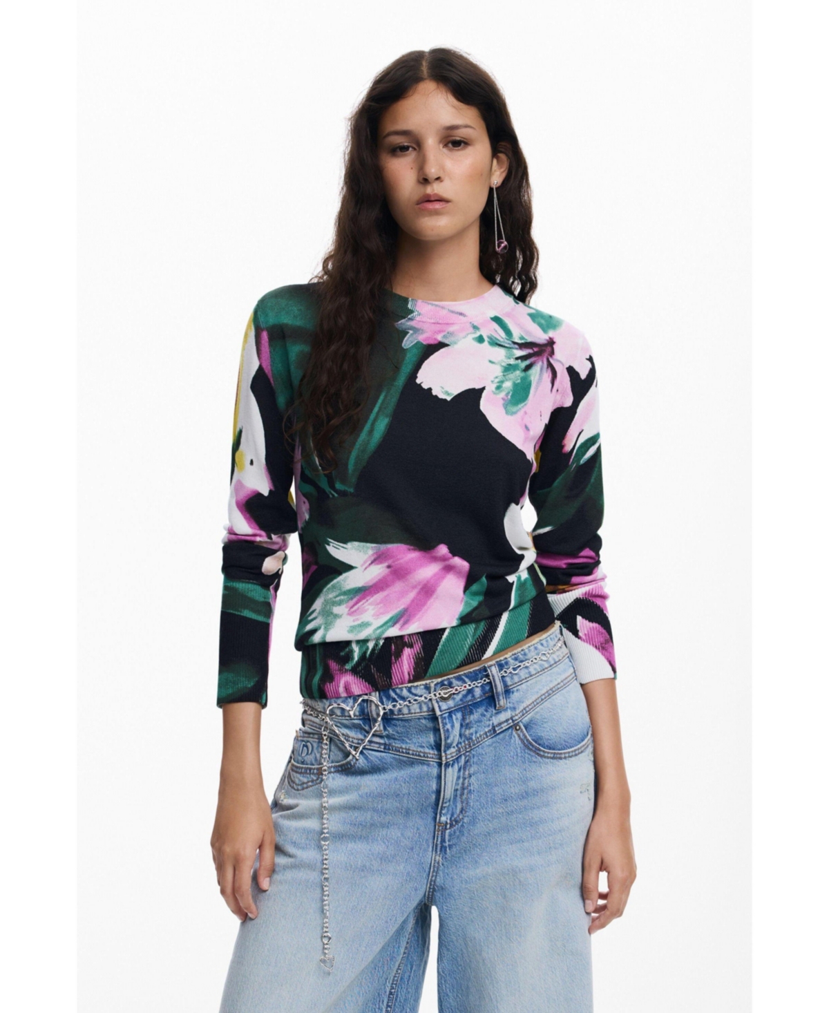 Desigual Women's Fine floral sweater