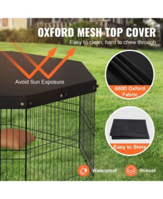 Dog Playpen, 8-Panel Foldable Metal Exercise Pen w/ Top Cover, 24 in H, Puppy Fence w/ Ground Stakes, Indoor/Outdoor