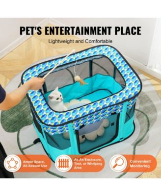 Foldable Pet Playpen, 32 x 24 x 22 in Portable Soft Crate/Playpen, 600D Oxford Waterproof Fabric, Zippered Removable Cover.