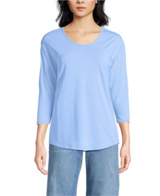 Women's Petite 3/4 Sleeve Lightweight Jersey Shirttail Tee