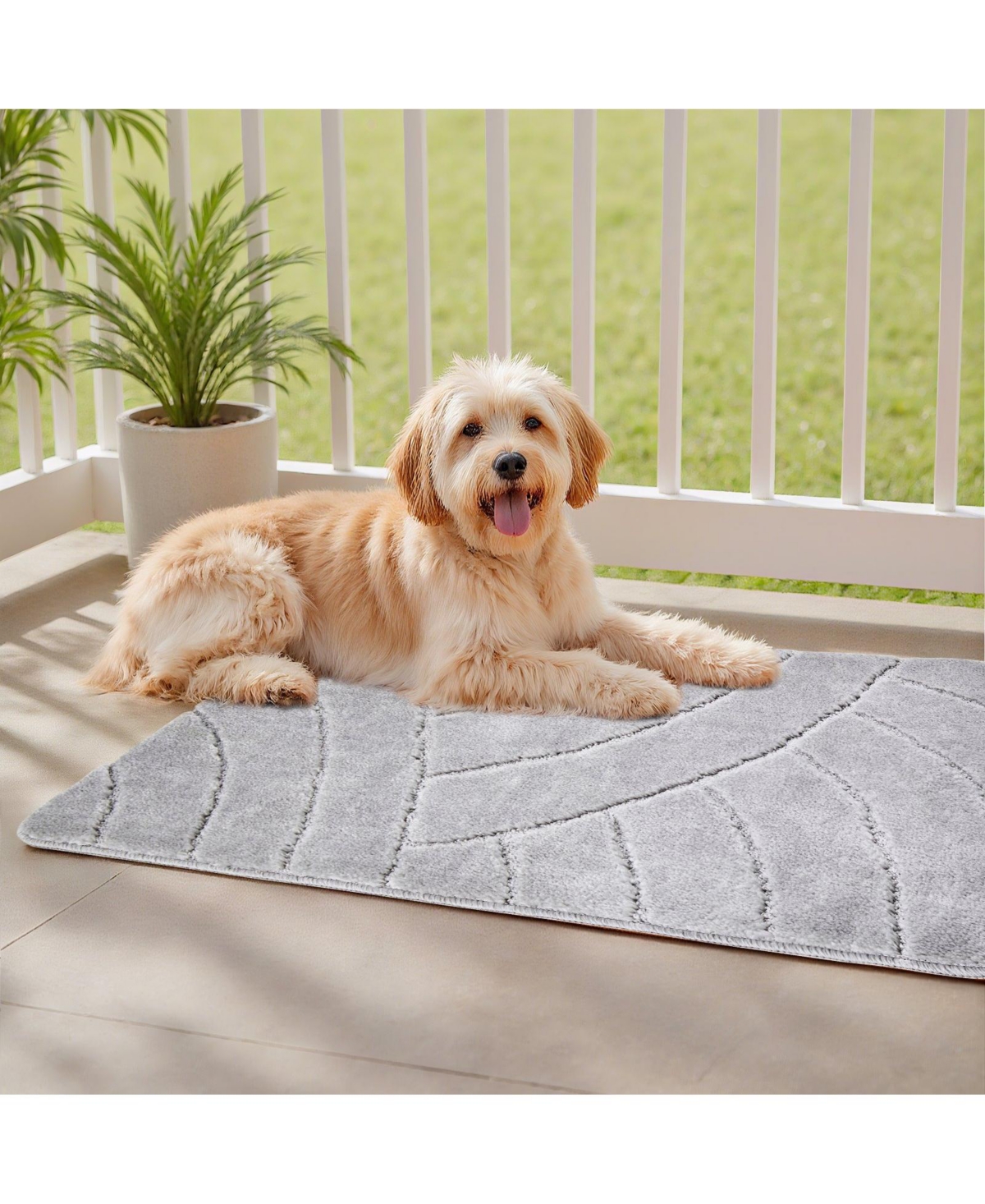 Cozito Gray Door Mat, 35.8 x 24.0 in Low-Profile Doormat w/ Non-Slip Tpr Backing, Absorbent Dirt-Trapping Entry Mat for Porch/Patio