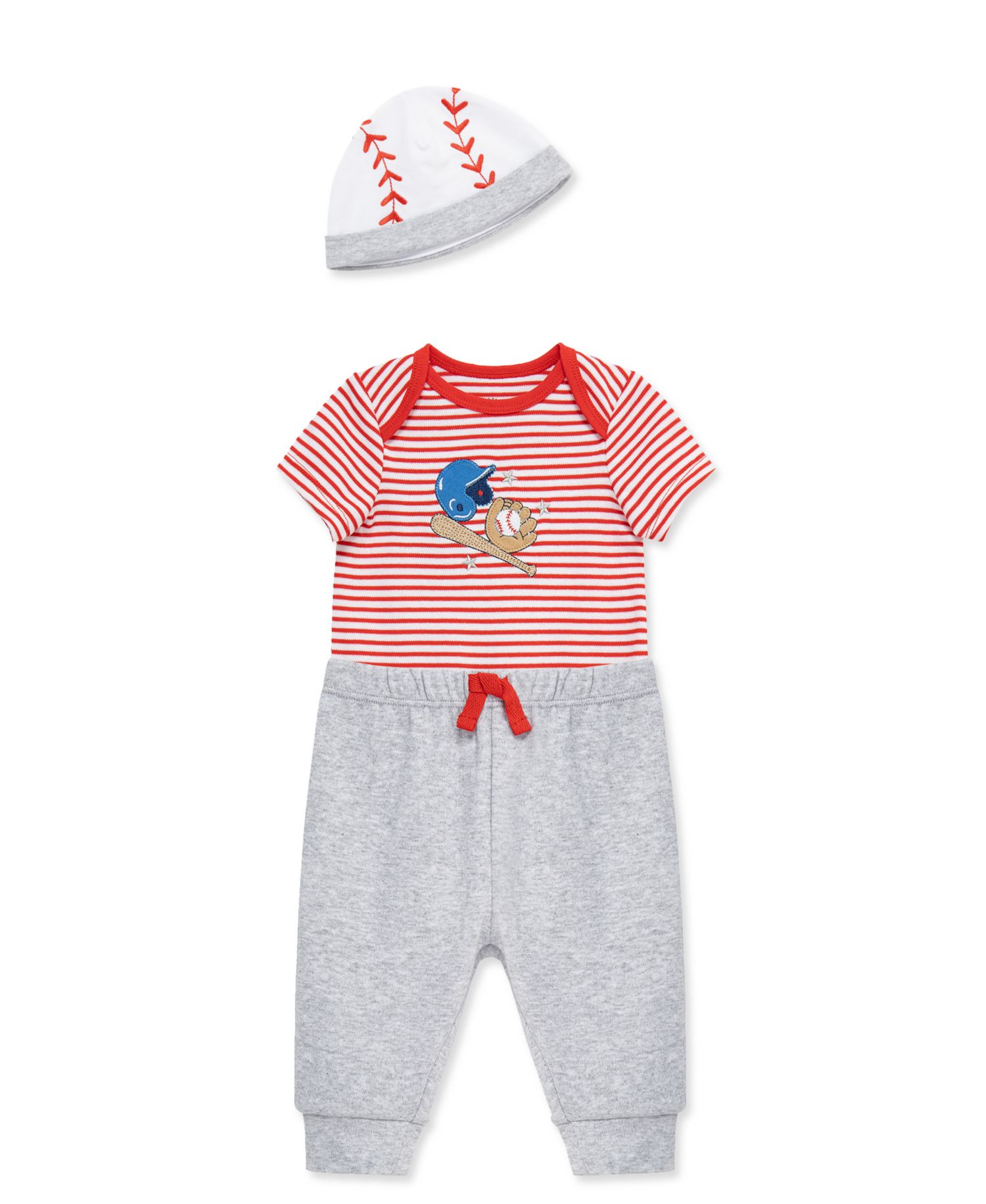 Baby Boys' Baseball Short-Sleeve Bodysuit, Pants & Hat, 3-Piece Set