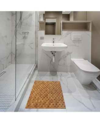 Foldable Bamboo Bath Mat Natural Anti-Slip Rug, Flooring Solution for Stylish Bathroom and Vanity Decor