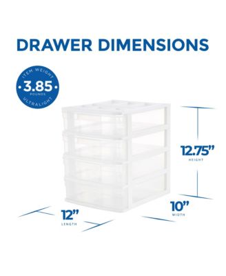 4 Drawer Desktop Countertop Storage with Organizer Lid, White