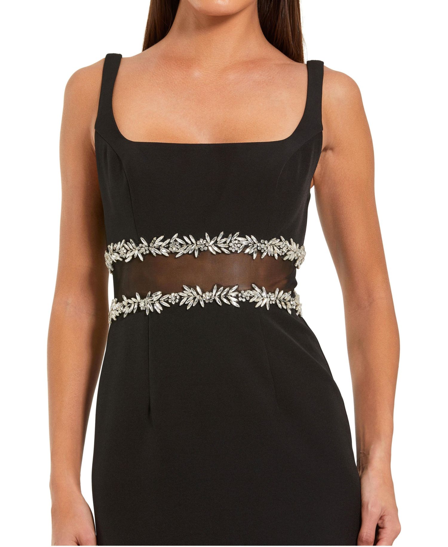 Petite Crepe Midi Dress with Jewel Detail & Ruffle Hem