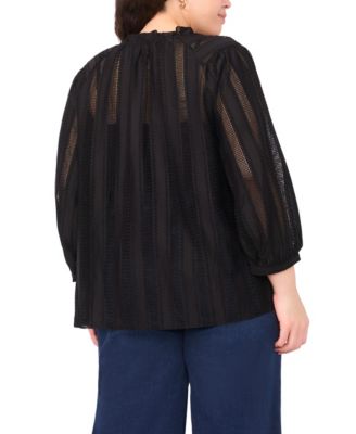 Plus Size Split Neck Peasant Blouse