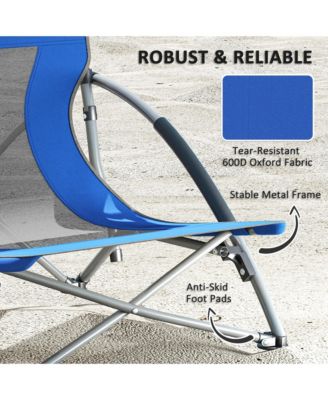 Set of 2 Folding Beach Chair with Carry Bag and Cup Holder