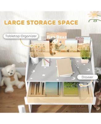 Kids Desk and Chair Set, Kids Study Desk w/ Storage