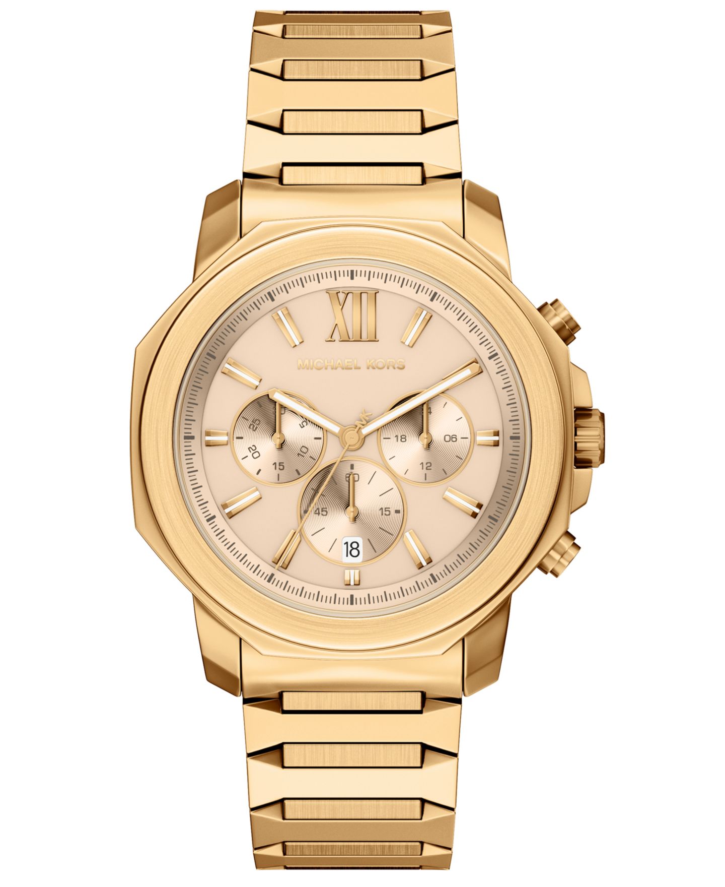 Мужские часы Michael Kors Prescott Chronograph Gold-Tone Stainless Steel Watch, 44mm — фото 1