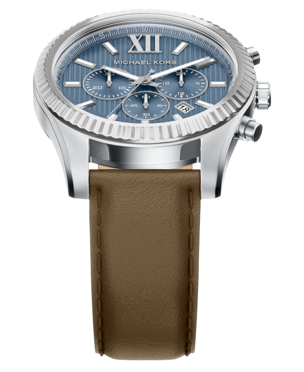Michael Kors Men's Lexington Chronograph Brown Leather Watch, 45mm