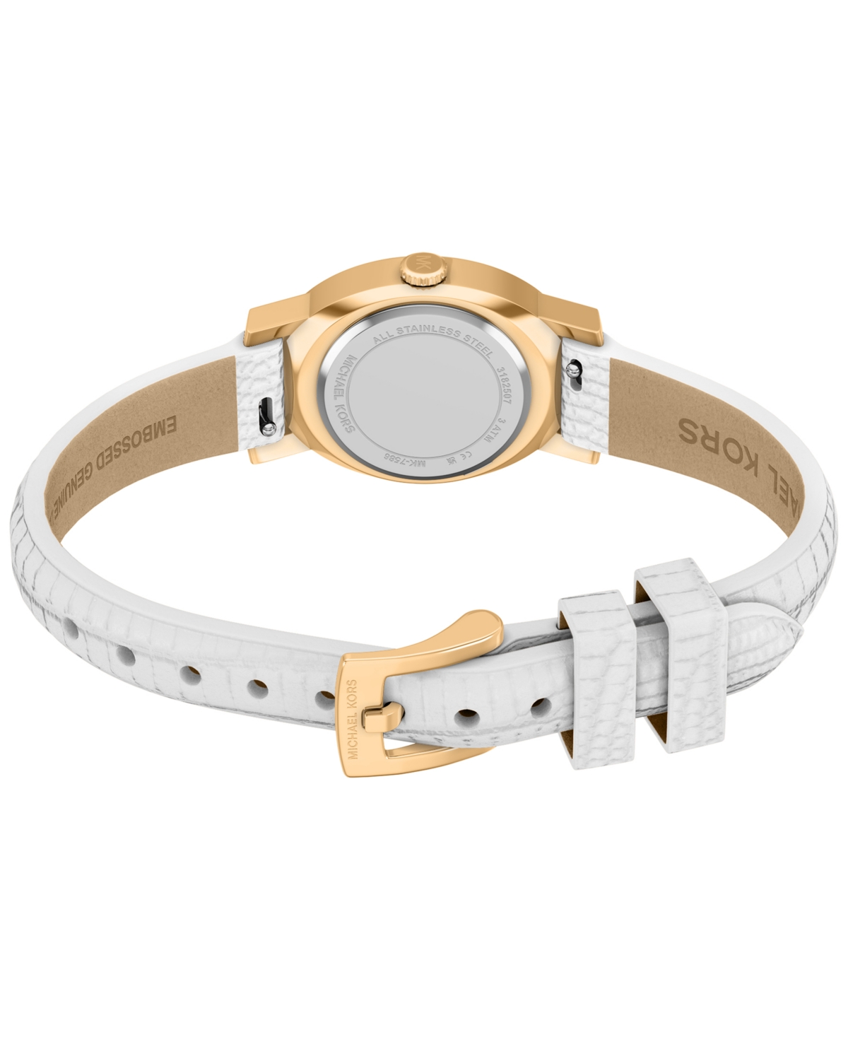 Michael Kors Women's Maude Three-Hand White Leather Watch, 21mm