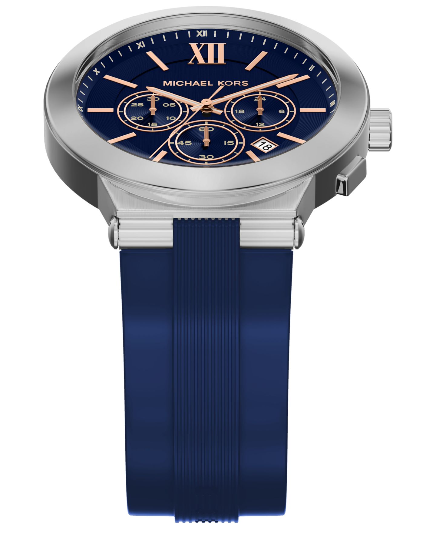 Мужские часы Michael Kors Billie Chronograph Navy Silicone Watch, 46mm — фото 4