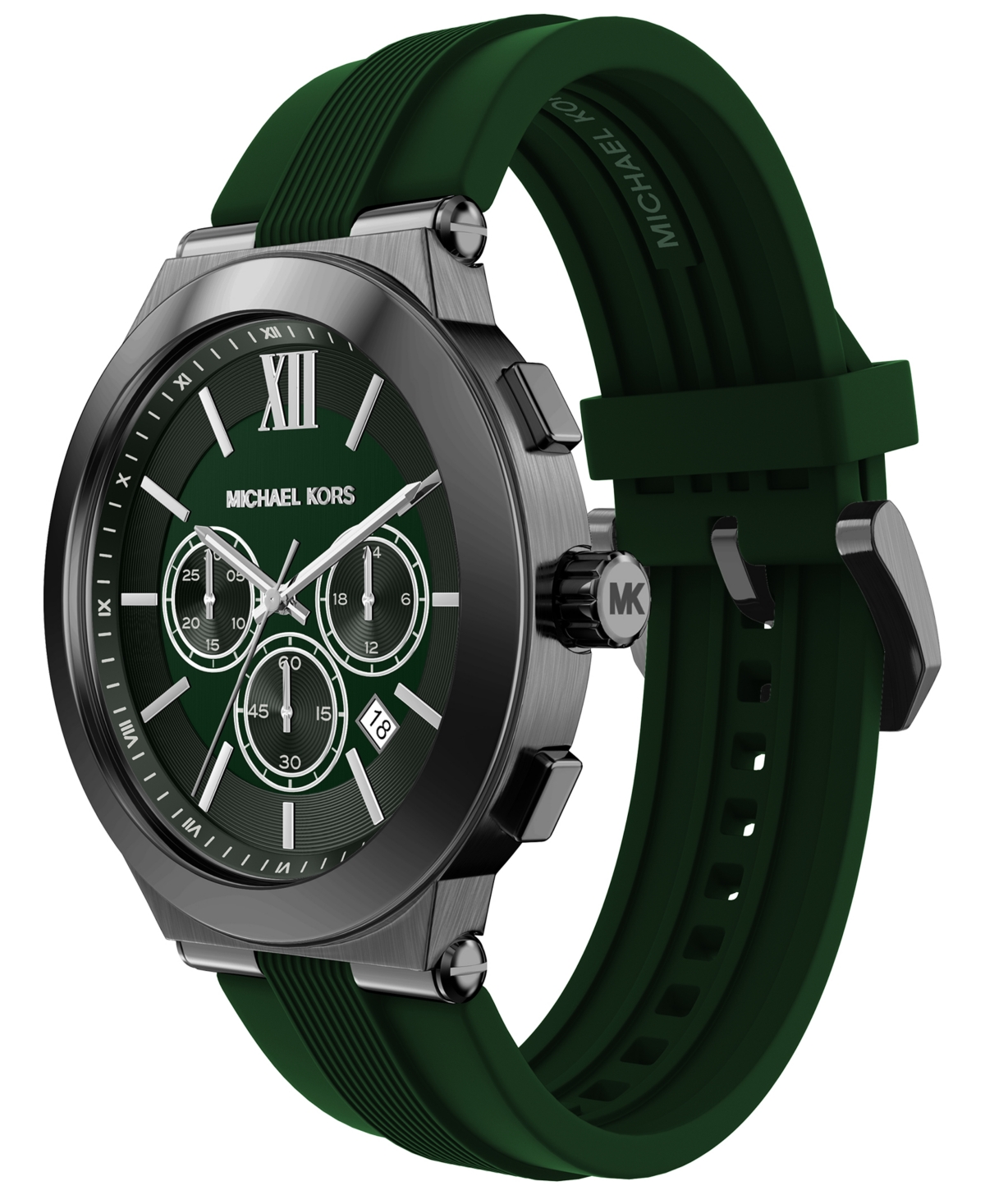 Michael Kors Men's Billie Chronograph Green Silicone Watch, 46mm