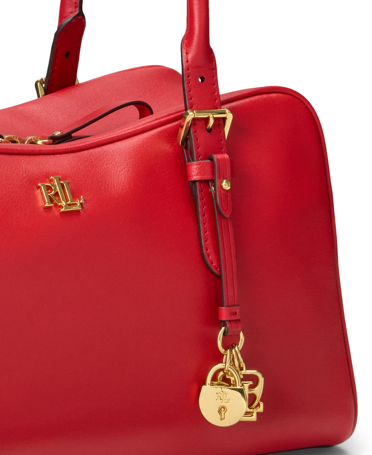 Lauren Ralph Leather Large Marcy Zip Satchel Bag