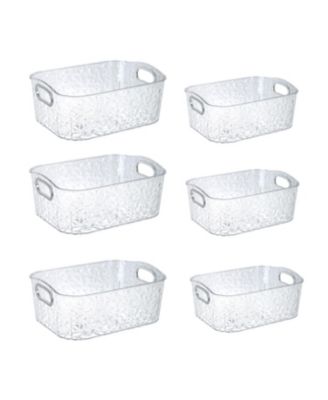 Home 6 Pack Clear Storage Bins with Silver Handles, Container Bins for Organizing - Bathroom, Kitchen, Pantry, Closet, Vanity