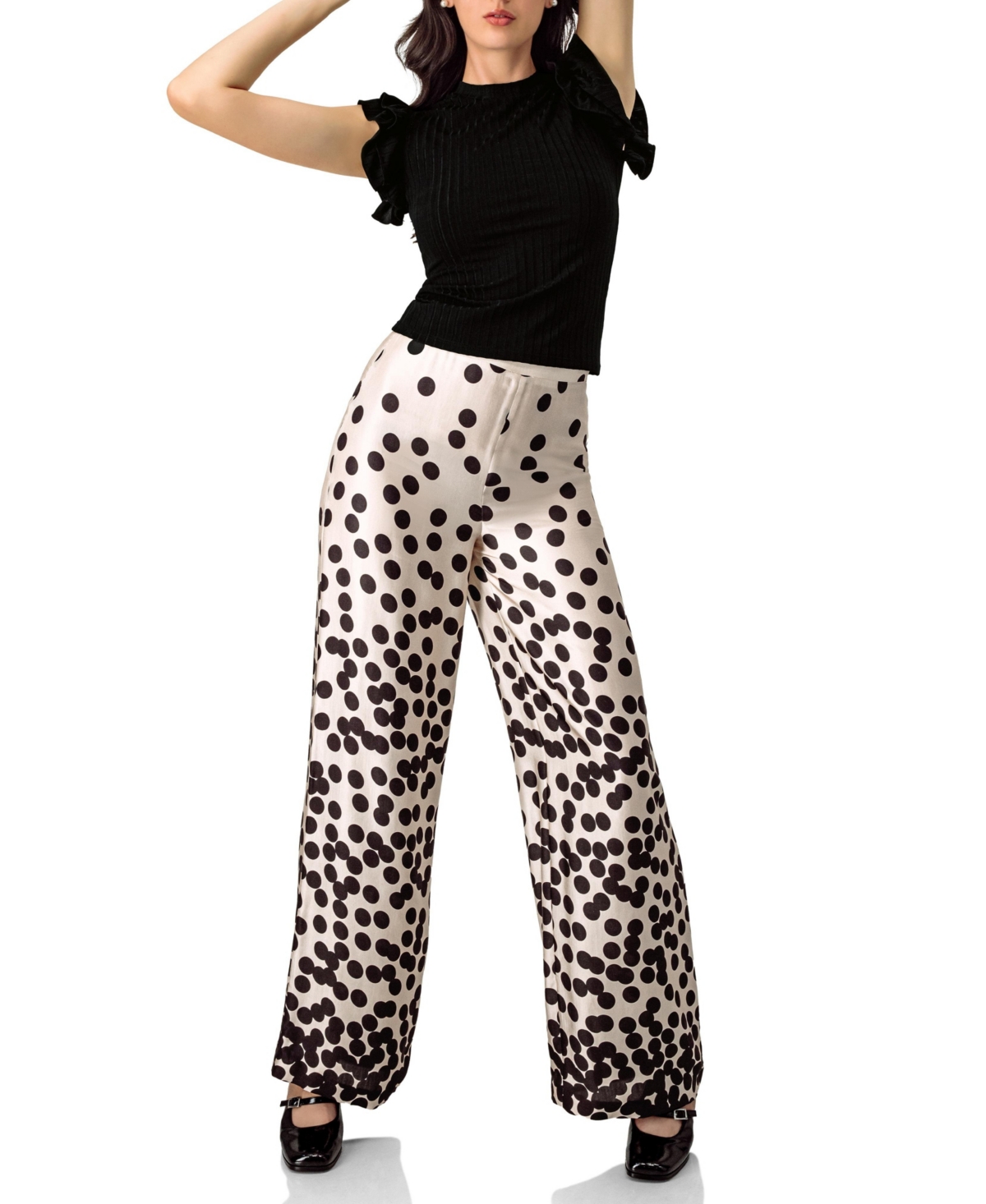 Ivonne Women's Ribbed Straight Top with Ruffles