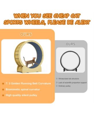 42" Cat Treadmill Wheel with Detachable Carpeted Runway in Yellow