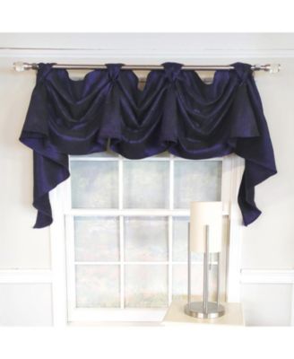 Crinkle Taffeta 3-S Victory 100% Polyester Tab Top Swag Window Curtain 54" x 25" Navy