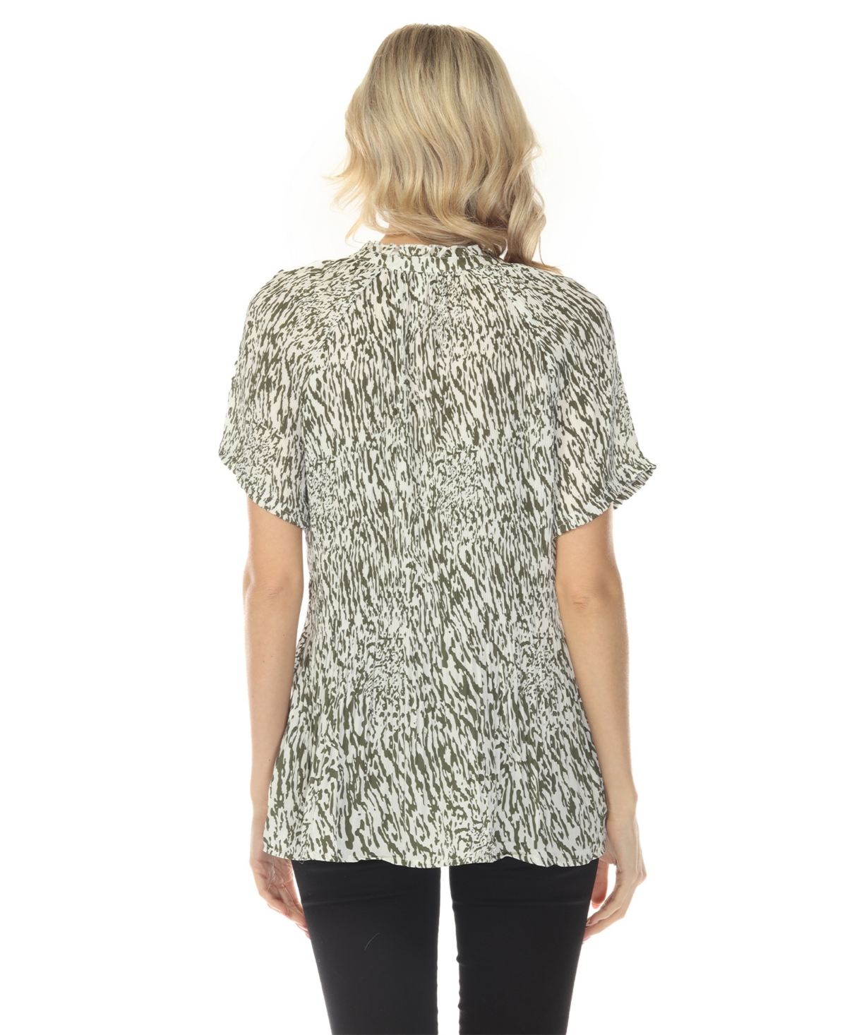 White Mark Women's Short Sleeve Printed Peplum Top