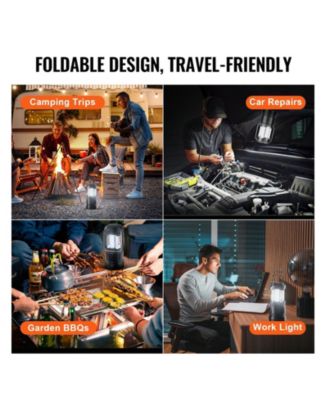 4-Pack LED Camping Lanterns, Battery Powered, Magnetic Base, Collapsible Hanging Lights, Black