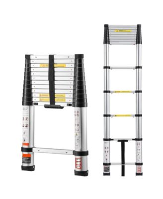 12.5 ft Telescoping Ladder, Aluminum One-Touch Retraction Extension Ladder, 330 lb Capacity, Non-Slip Feet, Lightweight Design