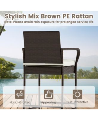 Patio 3-Piece Bar Table Set with 2 Seat Cushions