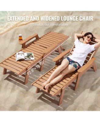 HDPE Chaise Lounge Chair, 400 lbs Capacity, 6-Position Adjustable Patio Lounge Chair with Backrest and Cup Holder