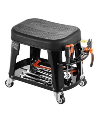 Mechanic Stool with Wheels, 300 lb Capacity, 360&deg; Swivel Garage Work Stool with Tool Tray & Screwdriver Rack, Heavy-Duty