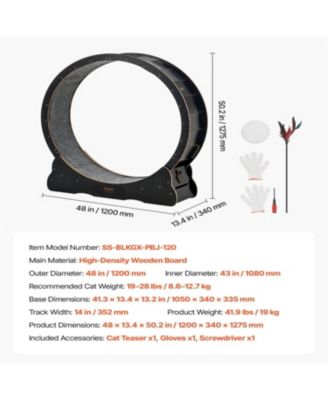 48 in Wooden Cat Running Wheel with Carpeted Runway