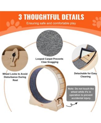 43.3 in Wooden Cat Running Wheel with Carpeted Runway in Yellow