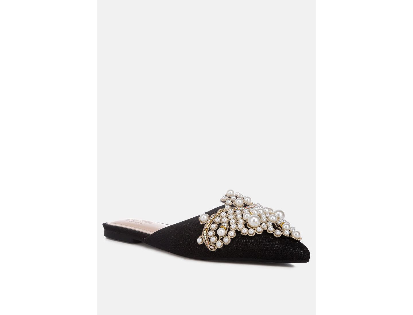 Женские сабо Rag & Co Women Astre Pearl Embellished Shimmer Mules, цвет: Чёрный — фото 1