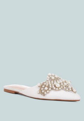 Women's Women Astre Pearl Embellished Shimmer Mules