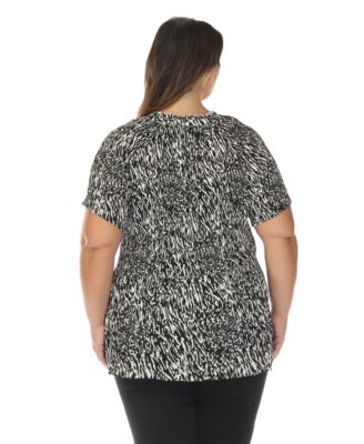 Plus Size Short Sleeve Printed Peplum Top