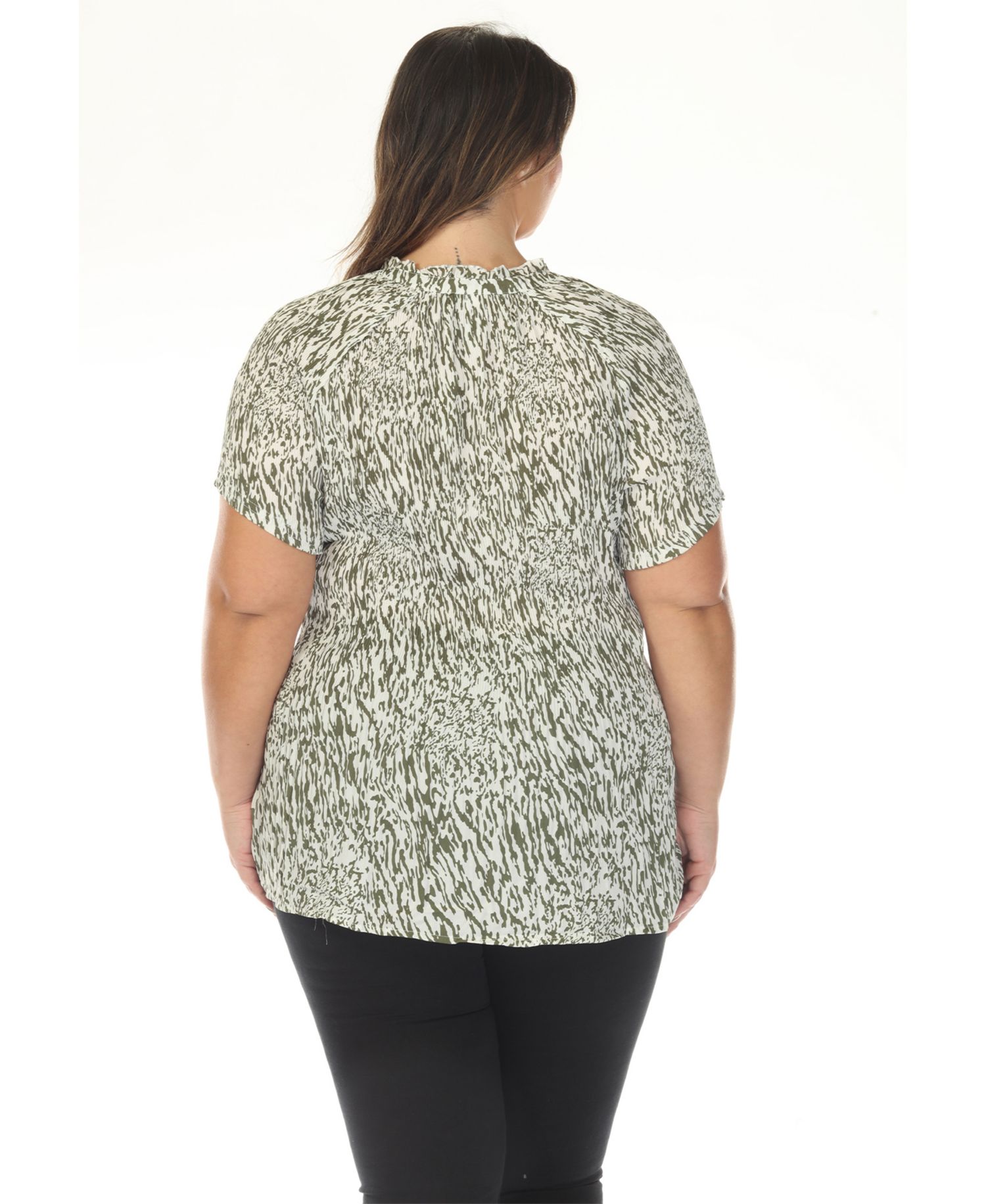 Plus Size Short Sleeve Printed Peplum Top