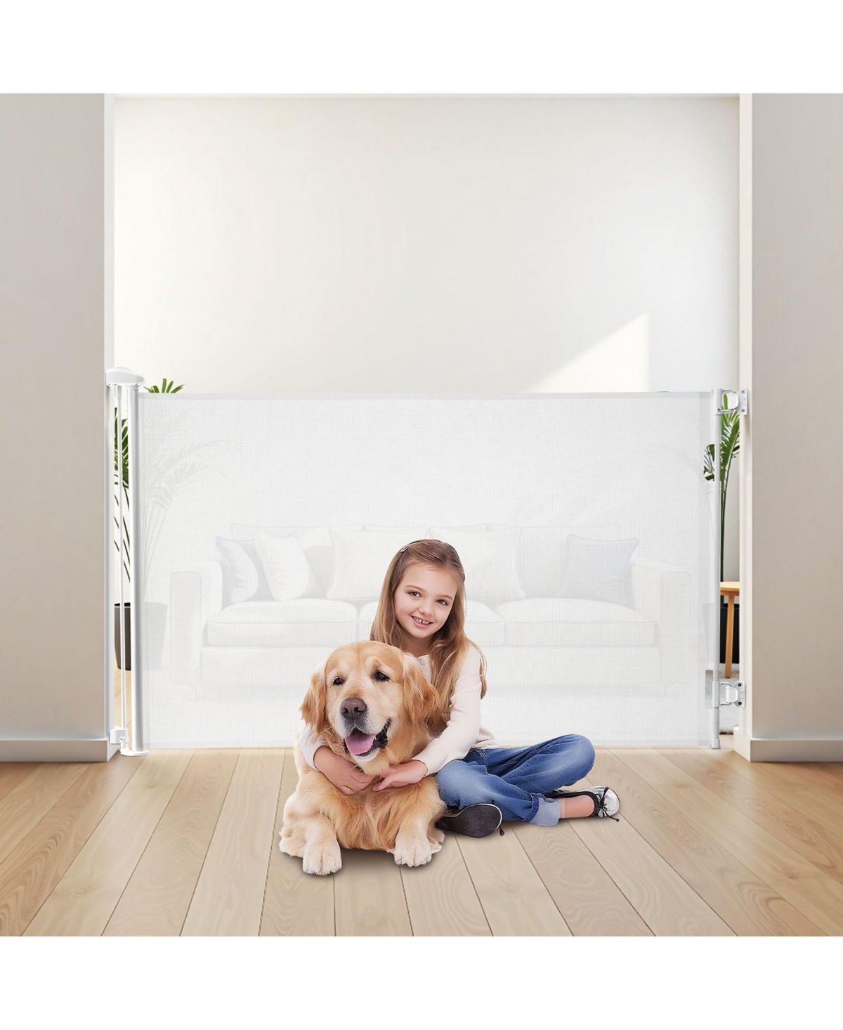 Cozito Extra Tall Retractable Baby Gate, 38.5 in Tall, Extends to 57 in Wide, Mesh Safety Gate w/ Security Lock