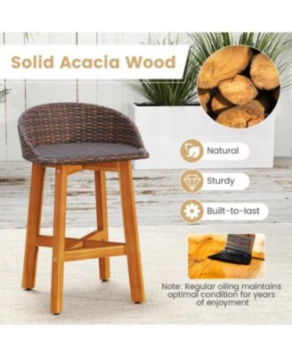 2-Piece Ergonomic Faux Rattan Bar Chairs for Patio