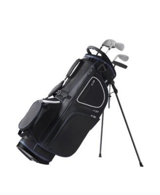 Golf Cart Bag with Stand, 14-Way Divider Top, 35", 11 Pockets, Handles, Dust Cover & Detachable Dual Strap, Black/White