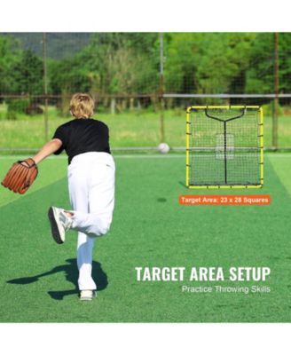 Baseball/Softball Rebounder Net, 4' x 4.5', Pitchback Trainer w/ Target, 4 Adjustable Angles
