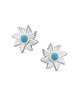 Southwestern Style Eagle Wings Turquoise Round Stud Earrings 925 Sterling Silver