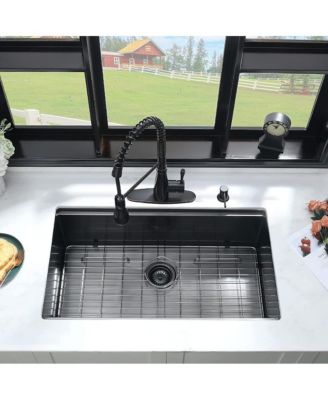 32x19inch Undermount Workstation Kitchen Sink Stainless Steel Deep Basin Accessory Set