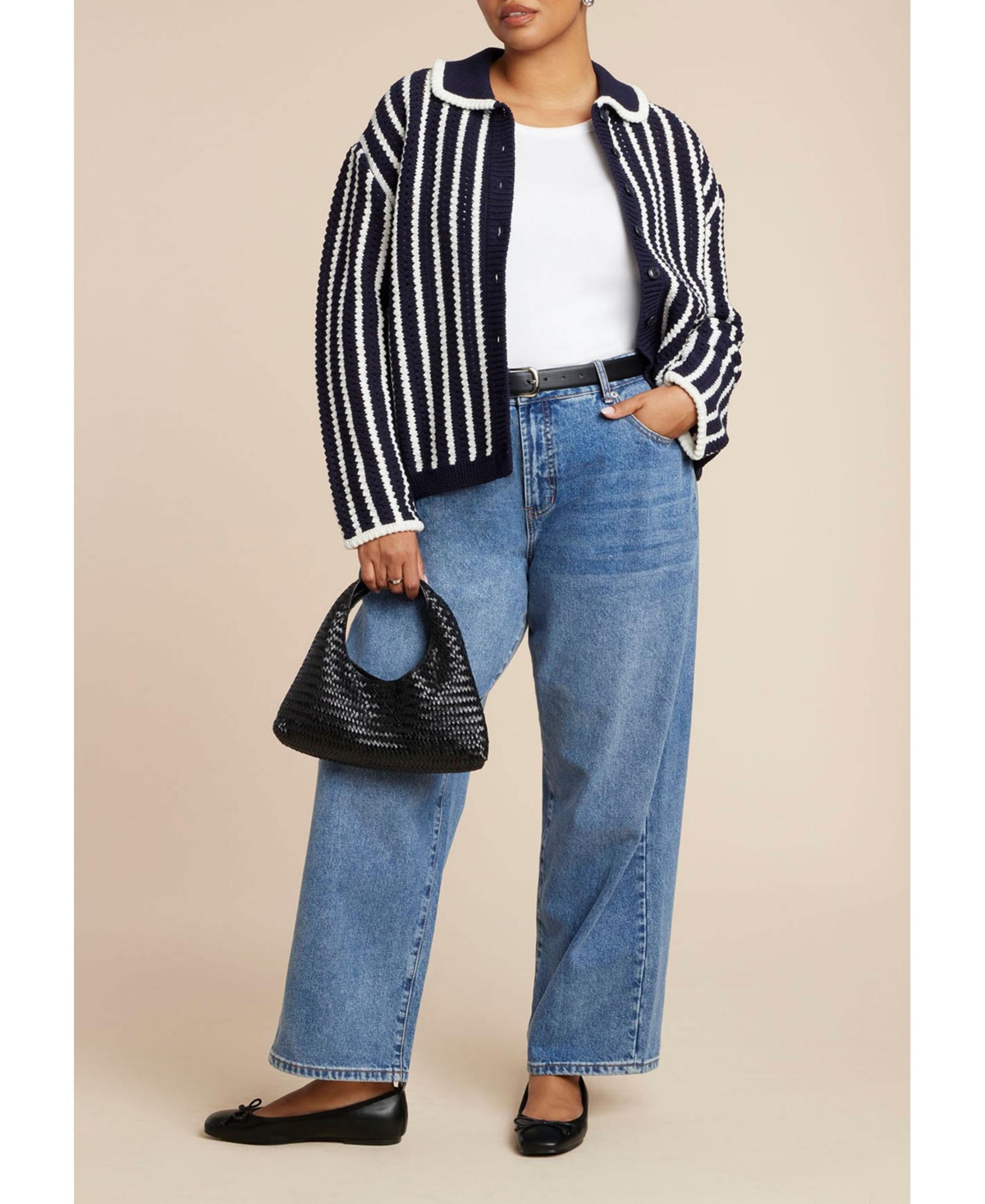 Eloquii Women's Striped Cardigan